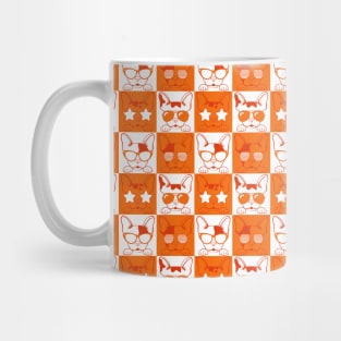 Frenchies with Glasses Pattern Orange Mug